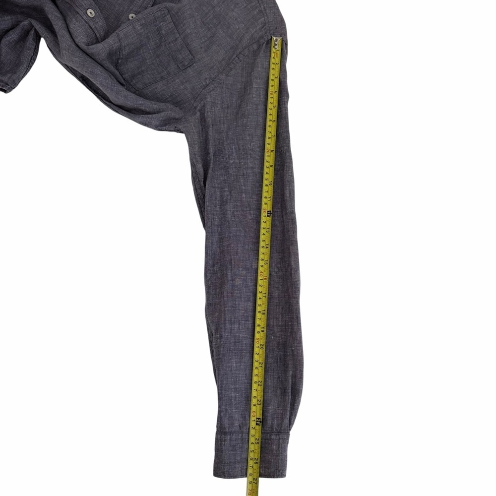 SIMONS LE 31 Grey Premium Linen Button Down Shirt Casual Long Sleeve g/l - Picture 11 of 13